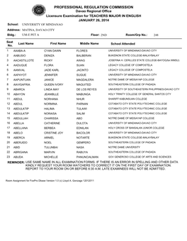 Room Assignment for Foxpro Dbase Version 1.0 (C) Lloyd A