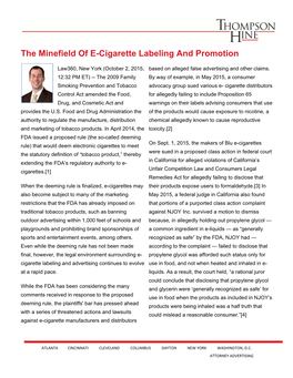 The Minefield of E-Cigarette Labeling and Promotion