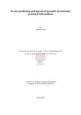 In Vitro Production and Biocontrol Potential of Nematodes Associated with Molluscs