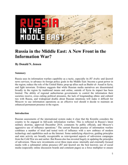 Russia in the Middle East: a New Front in the Information War?