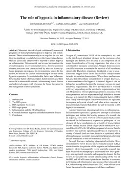 The Role of Hypoxia in Inflammatory Disease (Review)