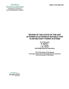 Review of the State-Of-The-Art in Power Electronics Suitable for 10-Kw Military Power Systems