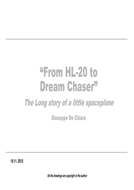 “From HL-20 to Dream Chaser” the Long Story of a Little Spaceplane