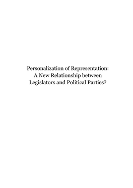 A New Relationship Between Legislators and Political Parties?