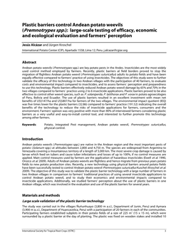 Plastic Barriers Control Andean Potato Weevils (Premnotrypes Spp.): Large-Scale Testing of Efficacy, Economic and Ecological Evaluation and Farmers’ Perception