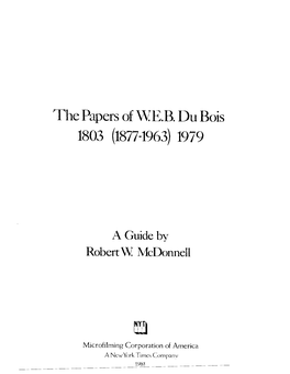 The Papers of WEB. Du Bois