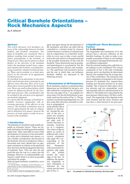 Critical Borehole Orientations – Rock Mechanics Aspects