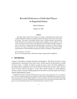 Revealed Preferences of Individual Players in Sequential Games