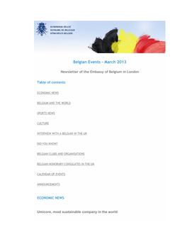 Belgian Events - March 2013