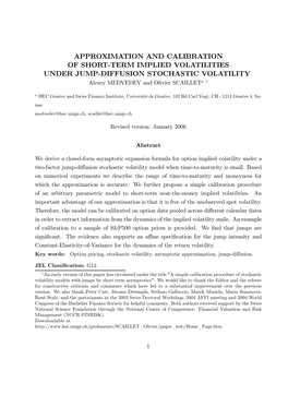 Approximation and Calibration of Short-Term