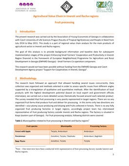 Agricultural Value Chain in Imereti and Racha Regions Fruit Processing