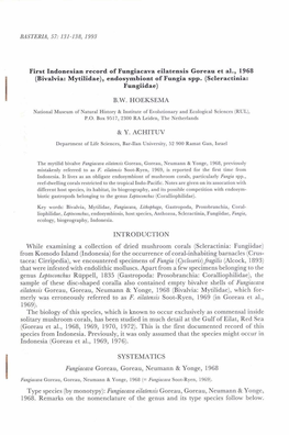 First Indonesian Record of Fungiacava Eilatensis Goreau Et A]., 1968 I