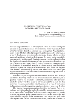 El Origen Y Conformación De Los Barrios De Indios