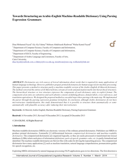 Towards Structuring an Arabic-English Machine-Readable Dictionary Using Parsing Expression Grammars
