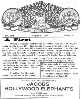 Circus Report, August 9, 1976, Vol. 5, No. 32