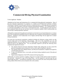 Commercial Diving Physical Examination