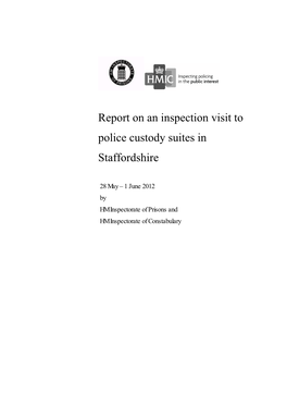 Staffordshire – Joint Inspection of Police Custody Suites