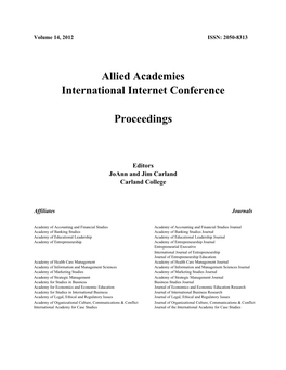 Allied Academies International Internet Conference Proceedings