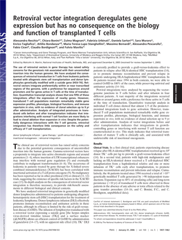 Retroviral Vector Integration Deregulates Gene Expression but Has No Consequence on the Biology and Function of Transplanted T Cells