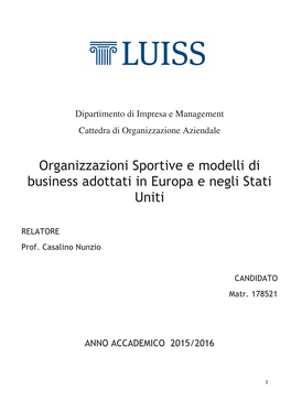 Le Organizzazioni Sportive