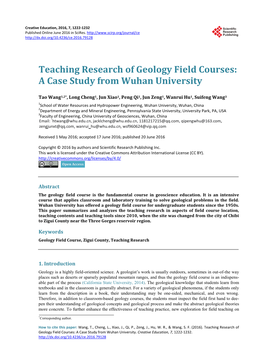Teaching Research of Geology Field Courses: a Case Study from Wuhan University
