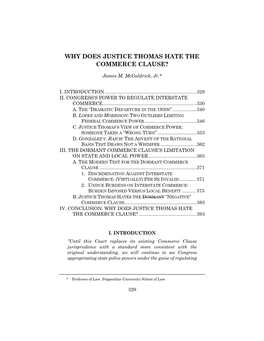 Why Does Justice Thomas Hate the Commerce Clause?