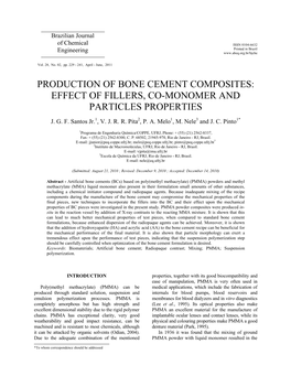 Production of Bone Cement Composites: Effect of Fillers, Co-Monomer and Particles Properties