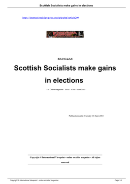 Scottish Socialists Make Gains in Elections