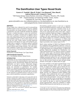 The Gamification User Types Hexad Scale Gustavo F