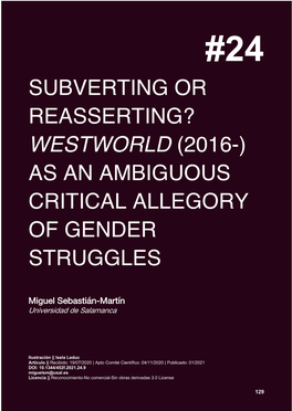 Subverting Or Reasserting? Westworld (2016-) As an Ambiguous Critical Allegory of Gender Struggles