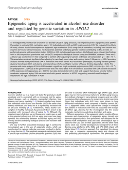 Epigenetic Aging Is Accelerated in Alcohol Use Disorder and Regulated by Genetic Variation in APOL2