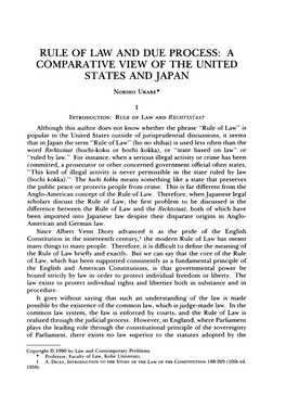 Rule of Law and Due Process: a Comparative View of the United States and Japan