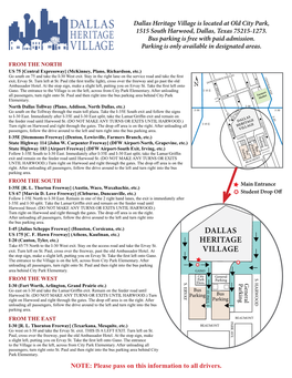 Click Here for Current Directions and Parking Information for Buses