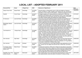 Local List – Adopted February 2011