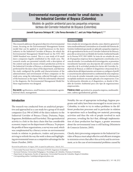 Environmental Management Model for Small Dairies in the Industrial