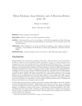 Milton Friedman, Anna Schwartz, and a Monetary History of the US