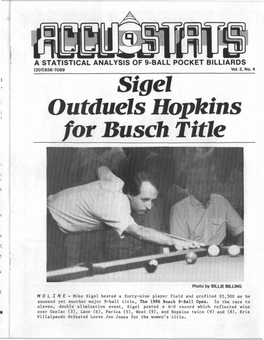 Sigel Outduels Hopkins for Busch Title