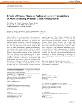 Effects of Chronic Stress on Prefrontal Cortex Transcriptome in Mice Displaying Different Genetic Backgrounds