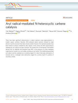 Aryl Radical-Mediated N-Heterocyclic Carbene Catalysis