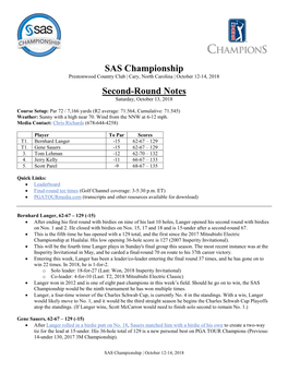 SAS Championship Second-Round Notes