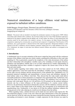 Numerical Simulations of a Large Offshore Wind Turbine Exposed to Turbulent Inflow Conditions