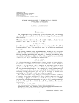 Ideal Membership in Polynomial Rings Over the Integers