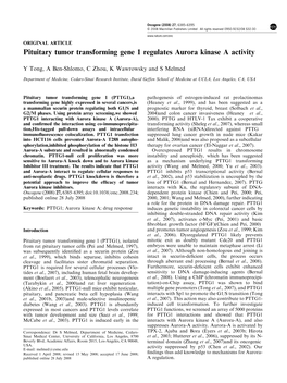 Pituitary Tumor Transforming Gene 1 Regulates Aurora Kinase a Activity