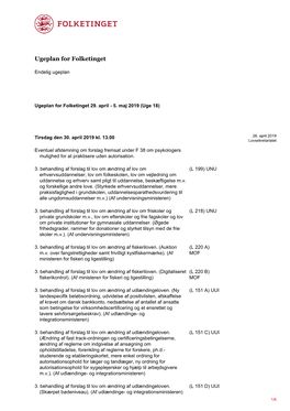 Ugeplan for Folketinget