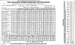 Final 1992 Division I Women's Basketball Statistics Report