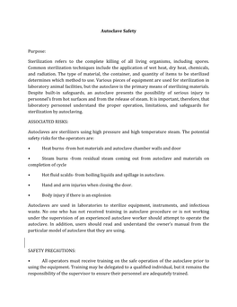 Autoclave Safety Purpose