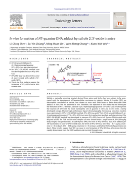 In Vivo Formation of N7-Guanine DNA Adduct by Safrole 2′,3