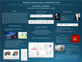 Nitrogenase; Nitrogen Fixation Vs Haber-Bosch Process