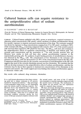 The Antiproliferative Effect of Sodium Aurothiomalate