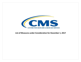 CMS List of Measures Under Consideration for December 1, 2017